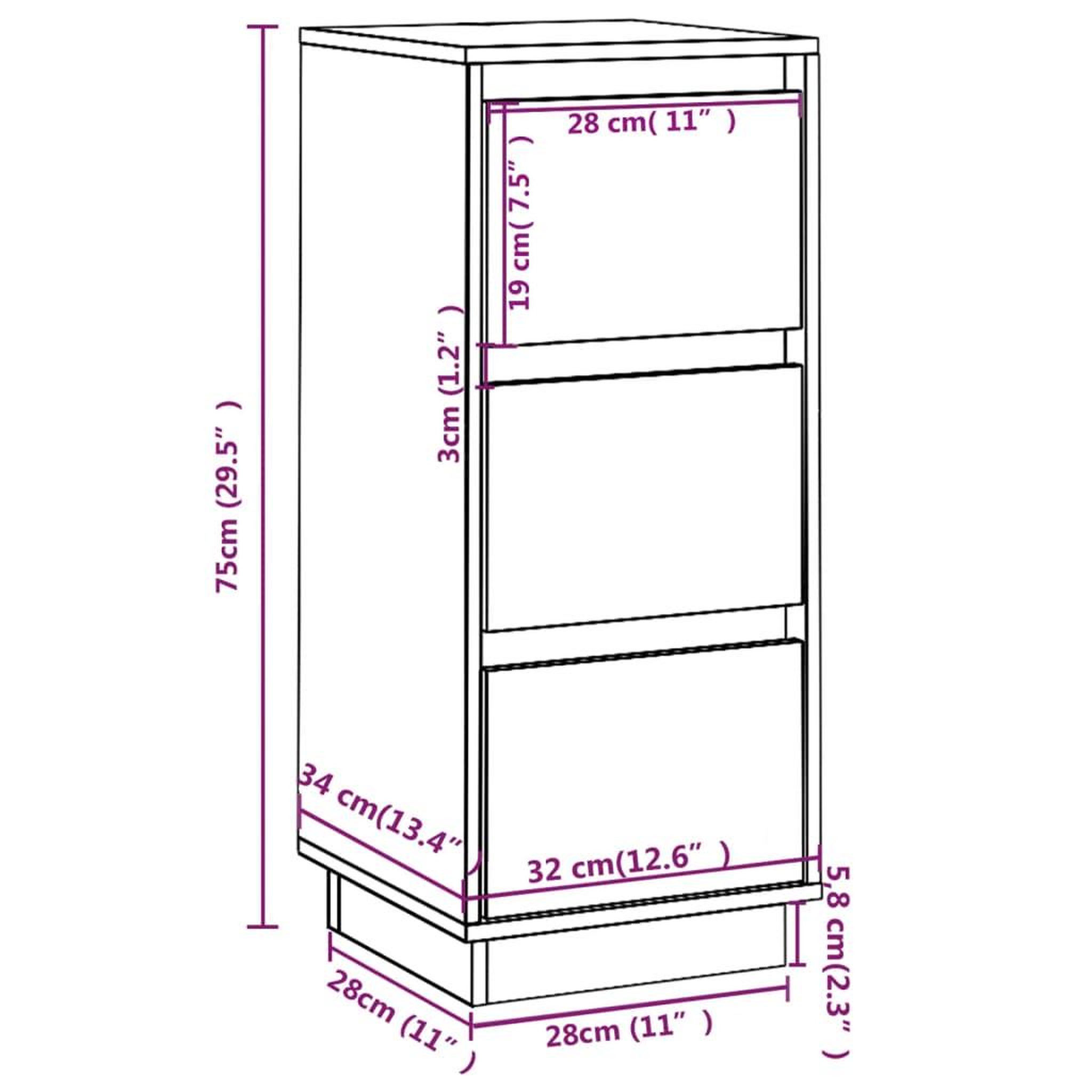 Voir la diapositive 6 : VIDAXL Buffets 2 pcs Noir 32x34x75 cm Bois massif de pin