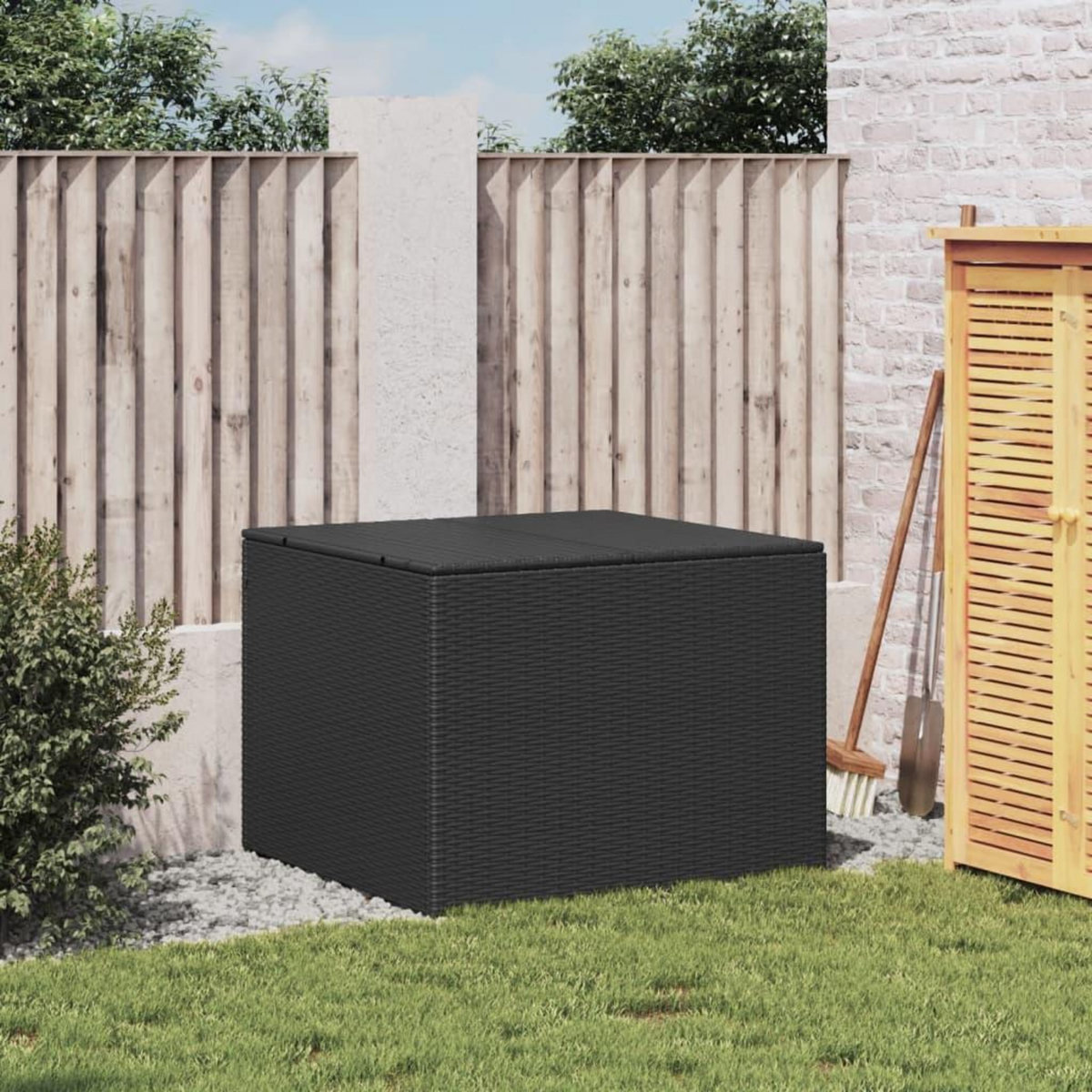 VIDAXL Boîte de rangement de jardin noir 291L resine tressee