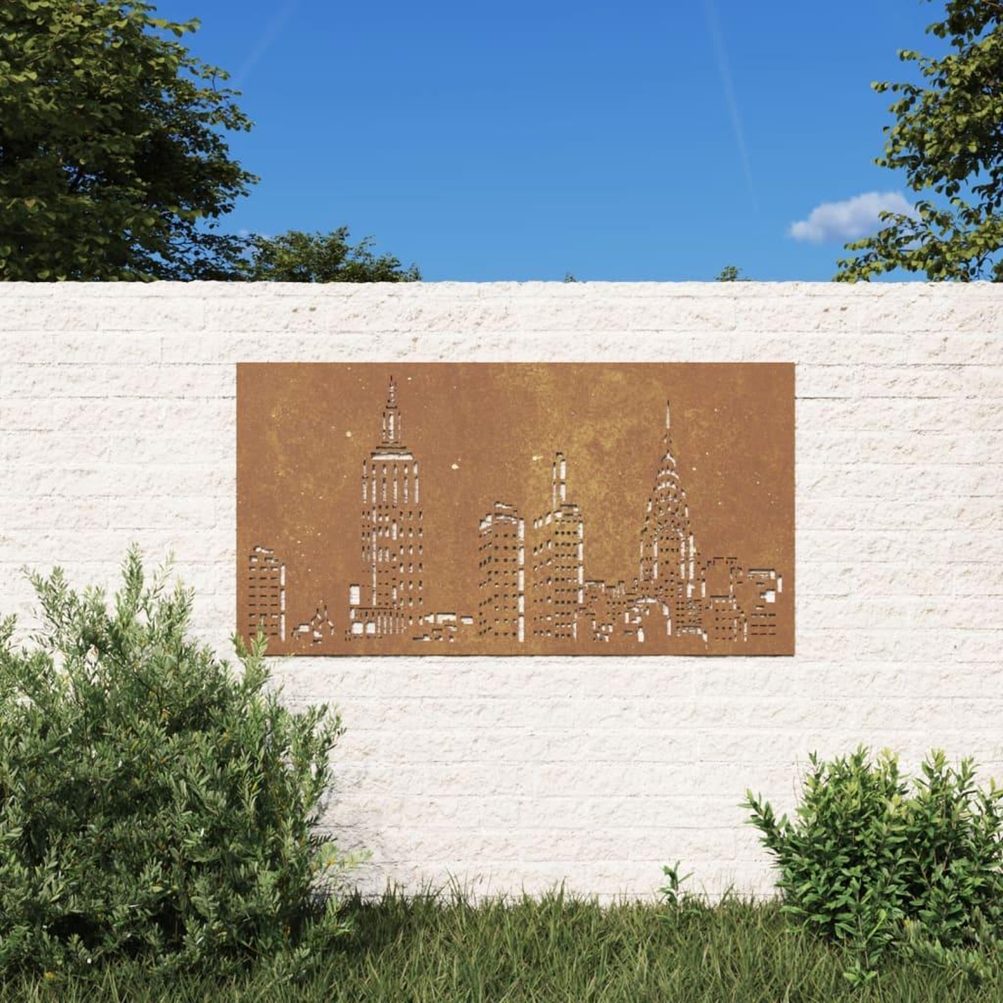 VIDAXL Decoration murale jardin 105x55cm acier corten design d'horizon