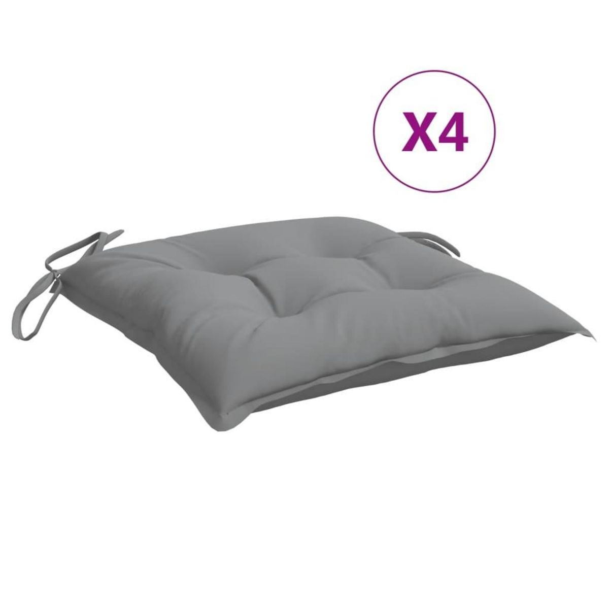 VIDAXL Coussins de chaise lot de 4 gris 50x50x7 cm tissu oxford