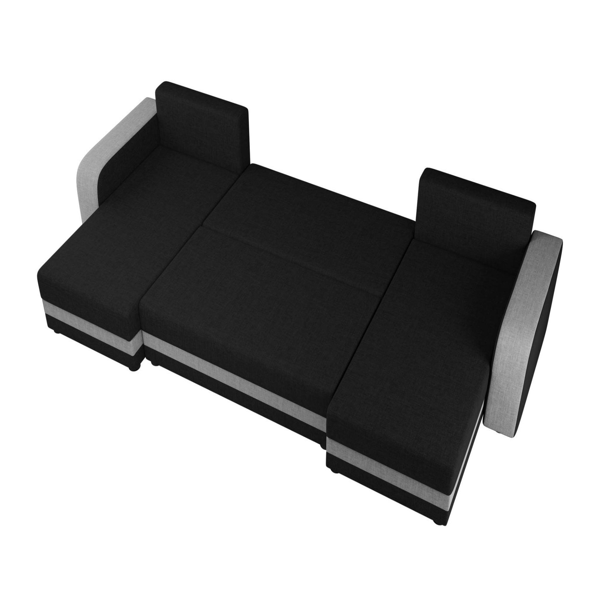 Voir la diapositive 3 : BEST MOBILIER Harvey - canapé panoramique en u 7 places convertible avec coffre en tissu bicolore
