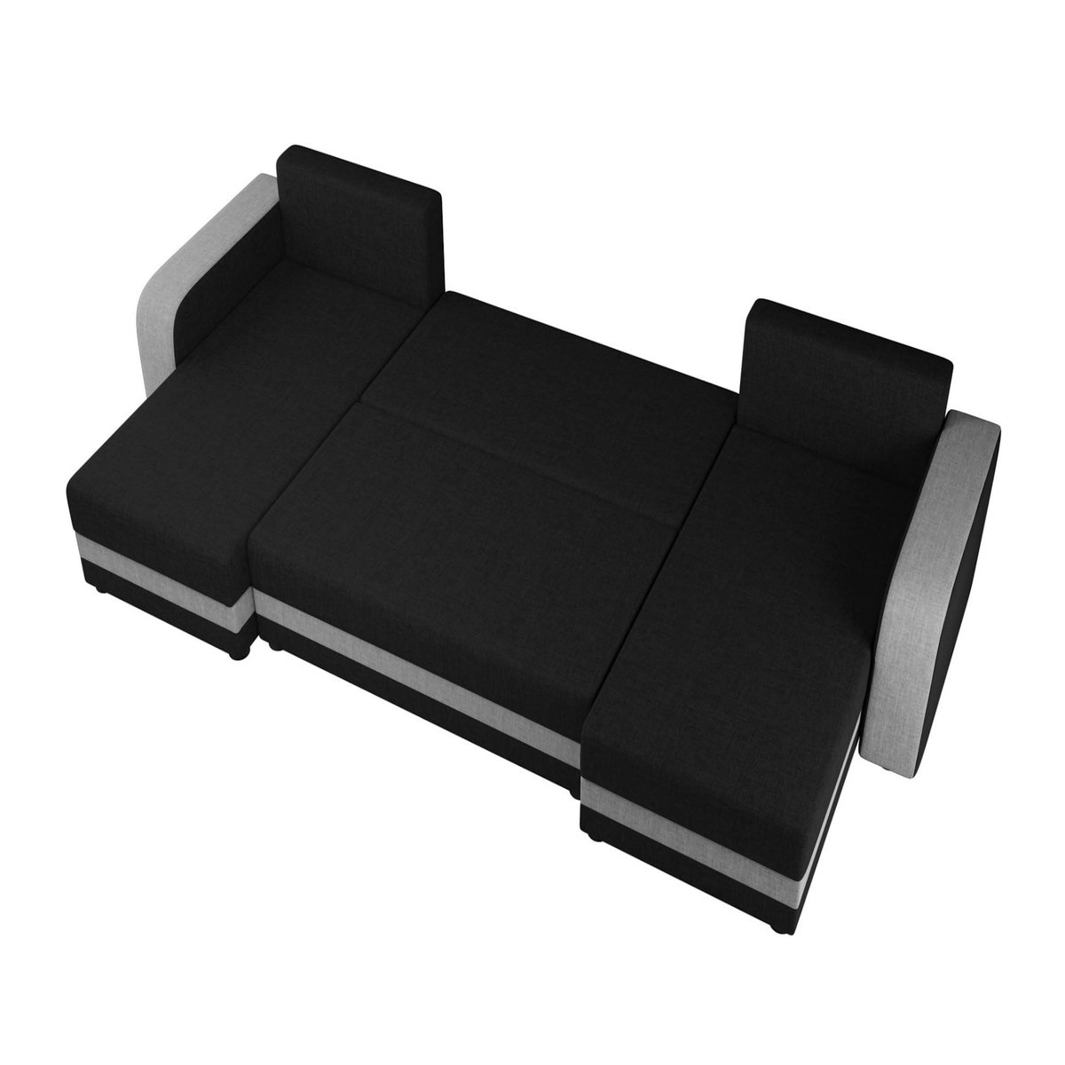BEST MOBILIER Harvey - canapé panoramique en u 7 places convertible avec coffre en tissu bicolore