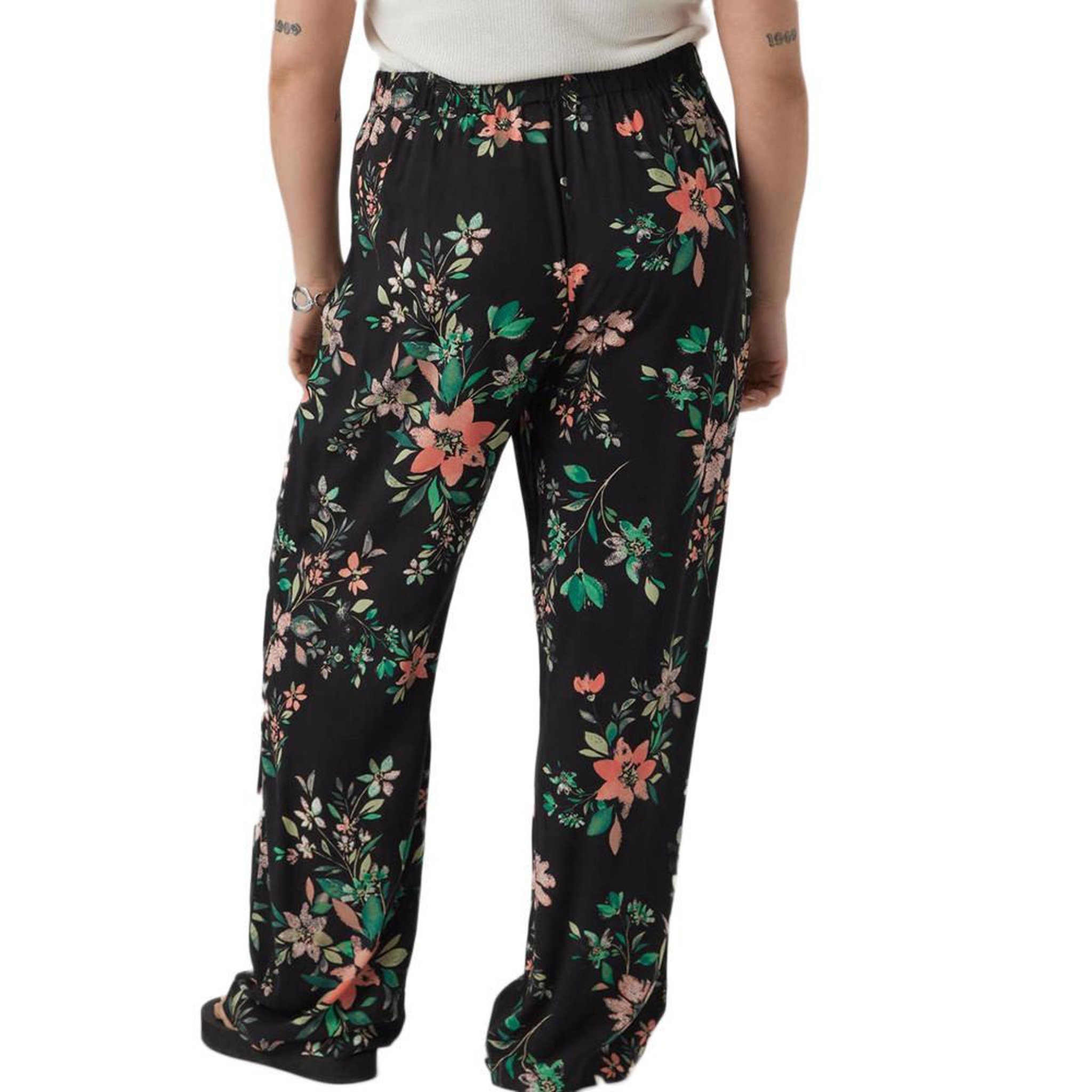 Voir la diapositive 2 : Vero Moda Pantalon Noir à fleurs Femme Vero Moda Curve Easy Hw Wide