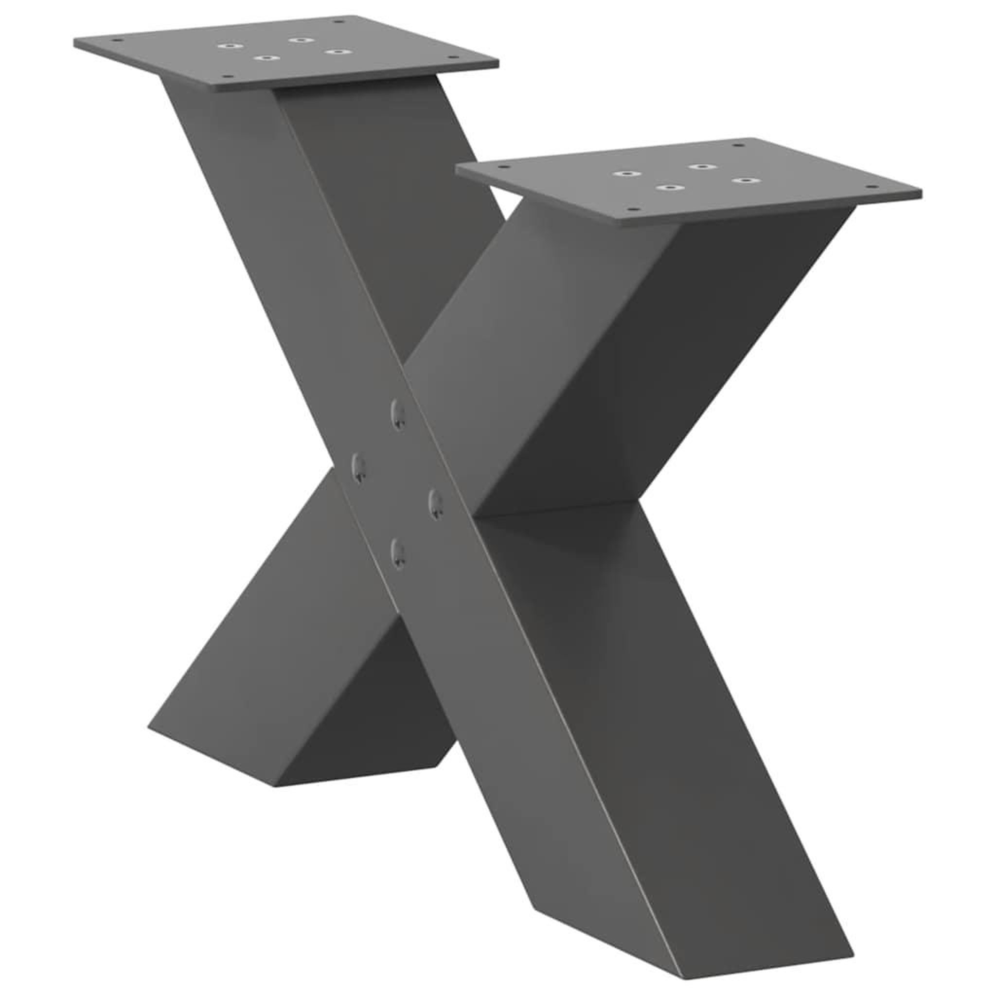 Voir la diapositive 4 : VIDAXL Pieds de table basse forme de X 2 pcs anthracite 50x(30-31) cm