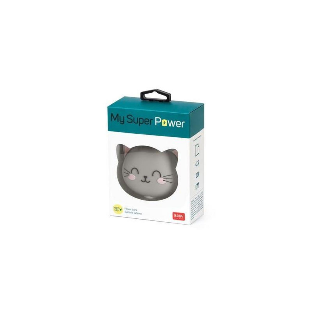 LEGAMI Batterie externe Legami My Super Power Kitty 4800 mAh Gris et rose