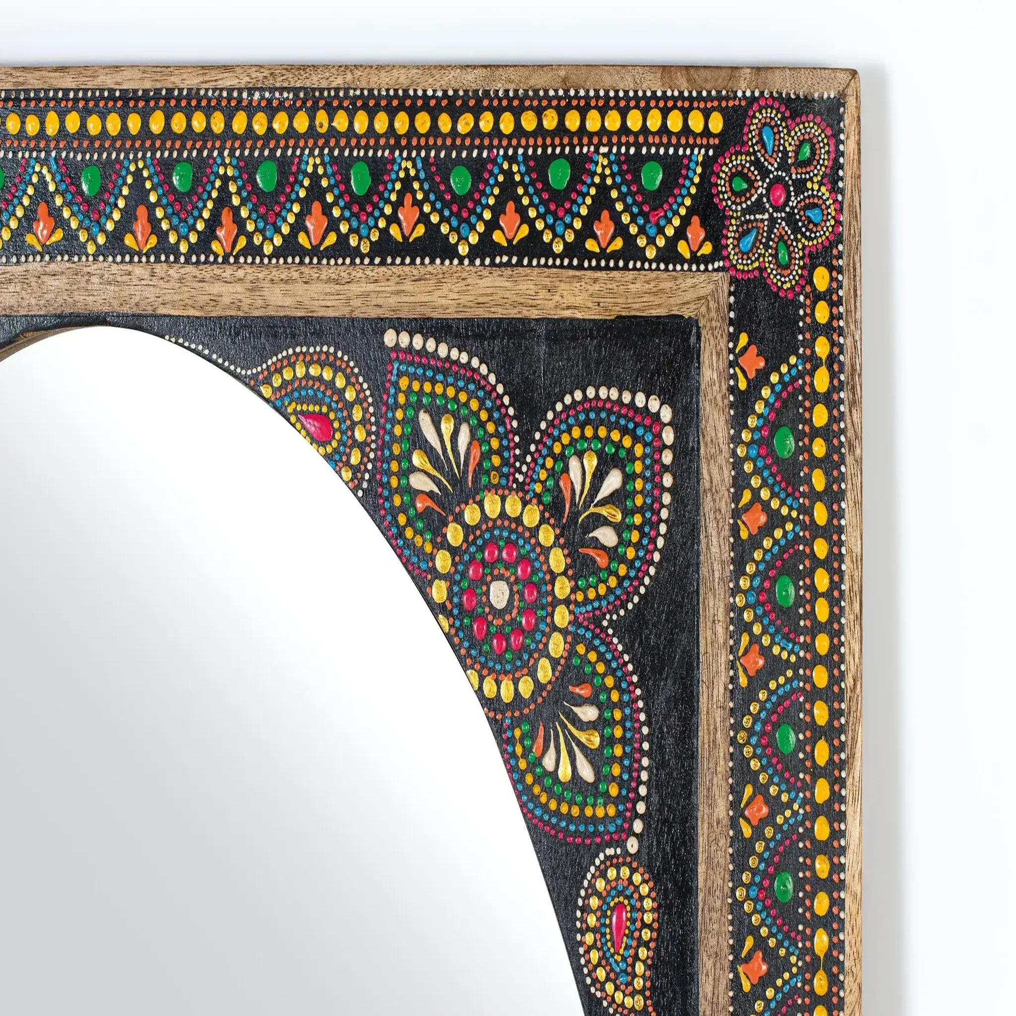 Voir la diapositive 2 : GINER Y COLOMER SL Miroir en bois de manguier, dos en mdf 61 cm style ethnique moderne