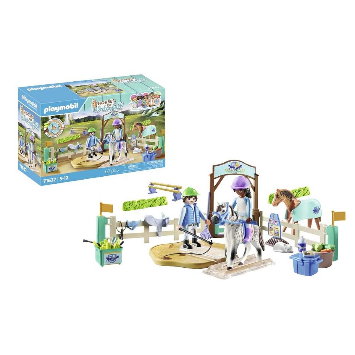 PLAYMOBIL Arène d'Équitation 71637 - Ensemble Équestre Complet avec Chevaux et Personnages