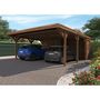 Voir la diapositive 1 : Forest Style Carport avec remise - Bois traité en autoclave - 2 voitures - 31,7+3,6m² - LEON