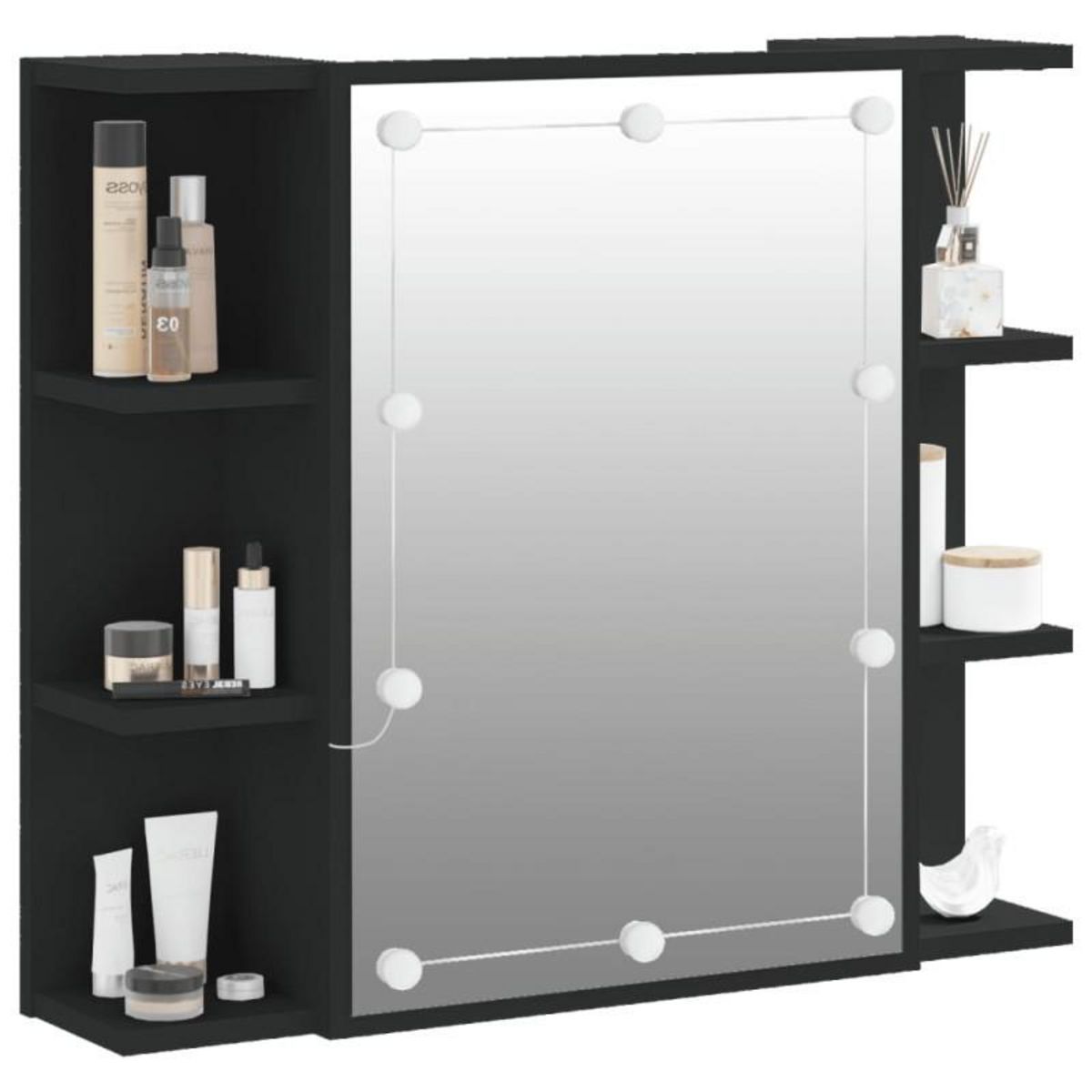 VIDAXL Armoire à miroir avec LED noir 70x16,5x60 cm