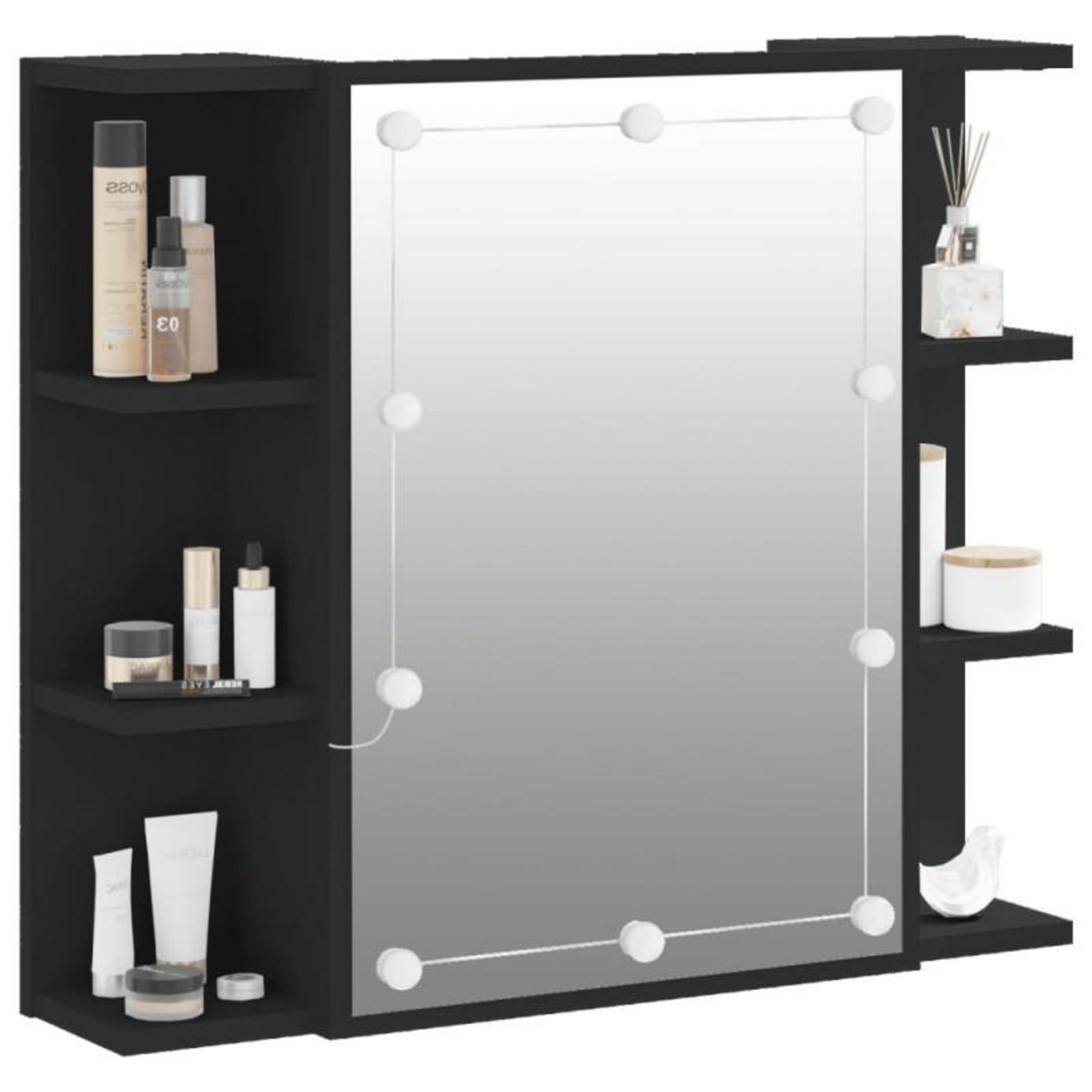 VIDAXL Armoire à miroir avec LED noir 70x16,5x60 cm