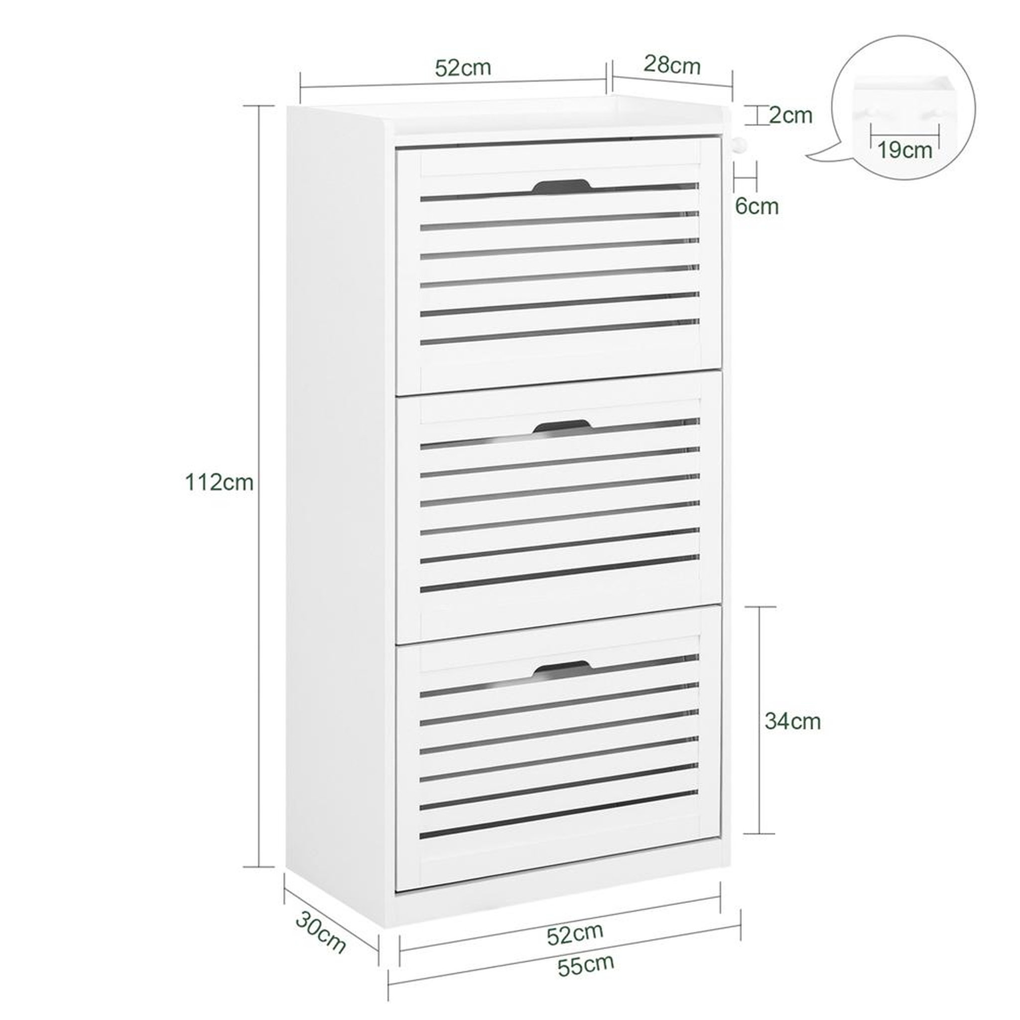 Voir la diapositive 3 : SOBUY SoBuy - Meuble À Chaussures 3 portes - Moderne - FSR108