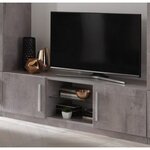 Meuble TV 2 portes 1 niche L156 cm TORINO. Coloris disponibles : Gris