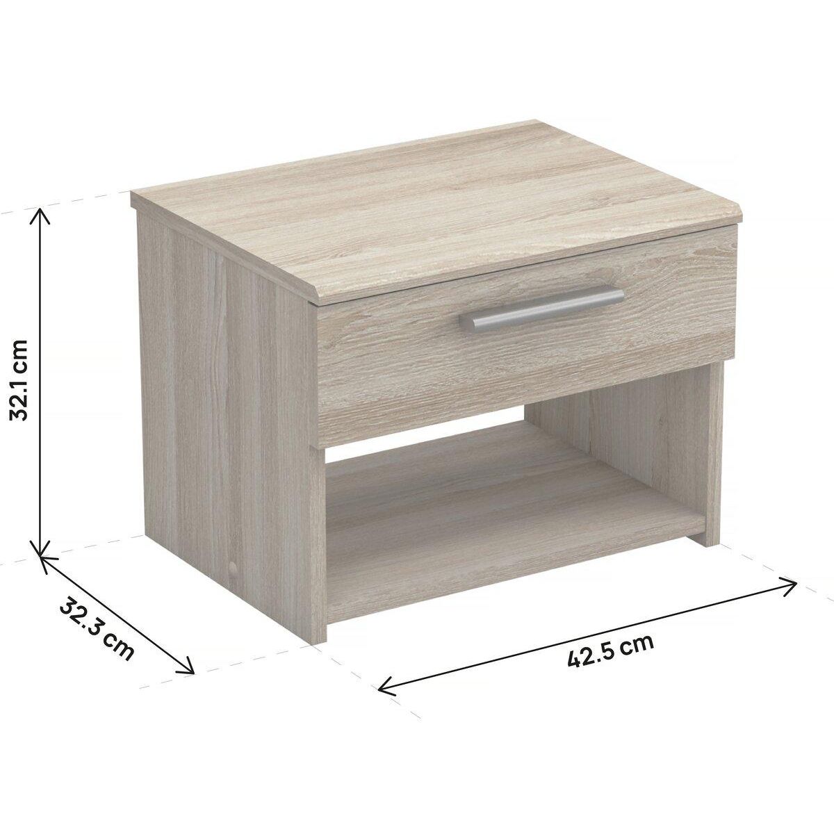 Habitat et Jardin Table de chevet en bois  Pricy  - 1 tiroir - 1 niche - 43 x 32 x 32 cm - Beige