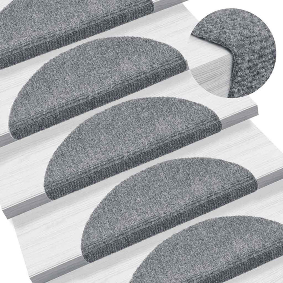 VIDAXL Tapis d'escalier autocollant 20 pcs gris clair 56x17x3 cm