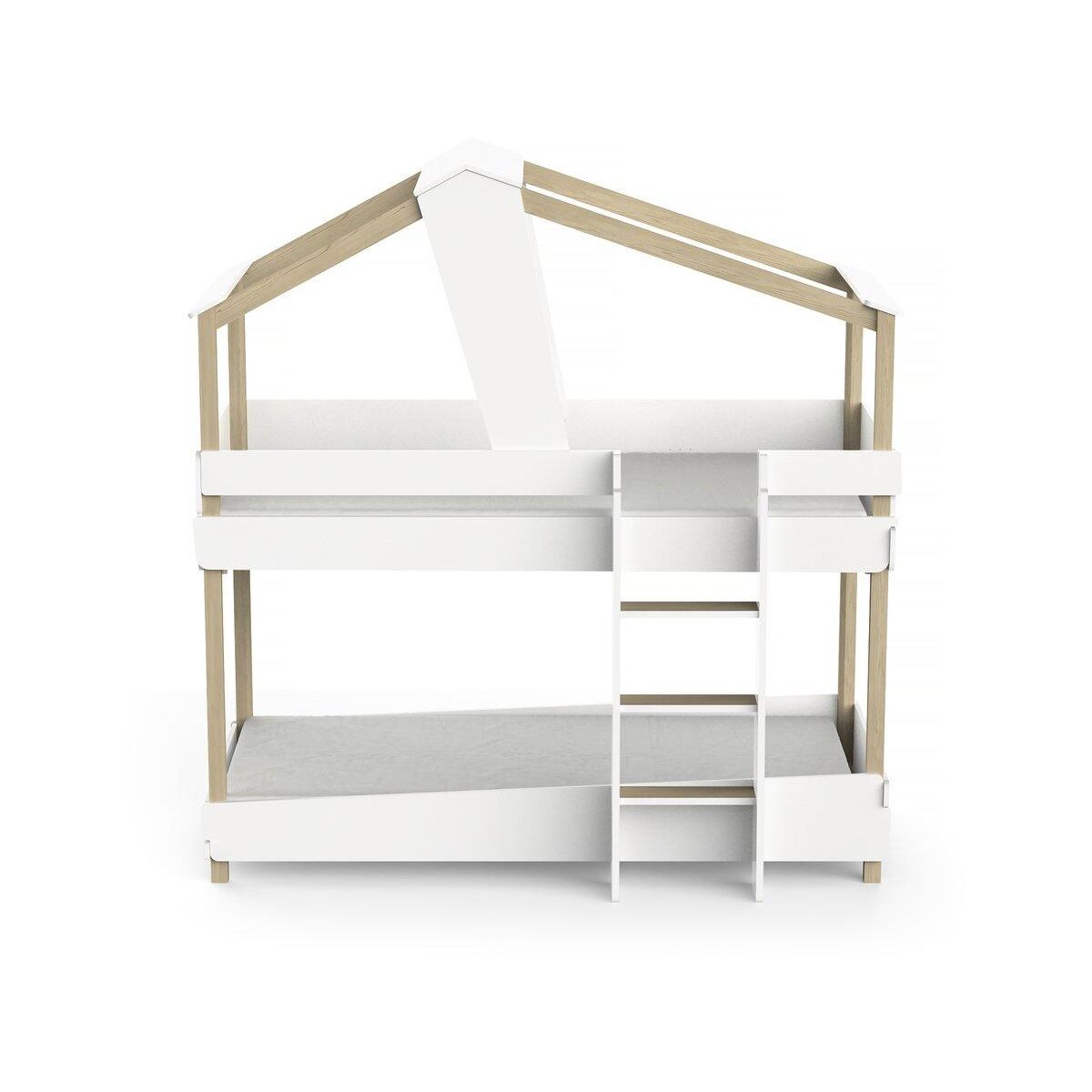 Habitat et Jardin Lit cabane superposé bois  Timber  - 90 x 200 cm - Blanc