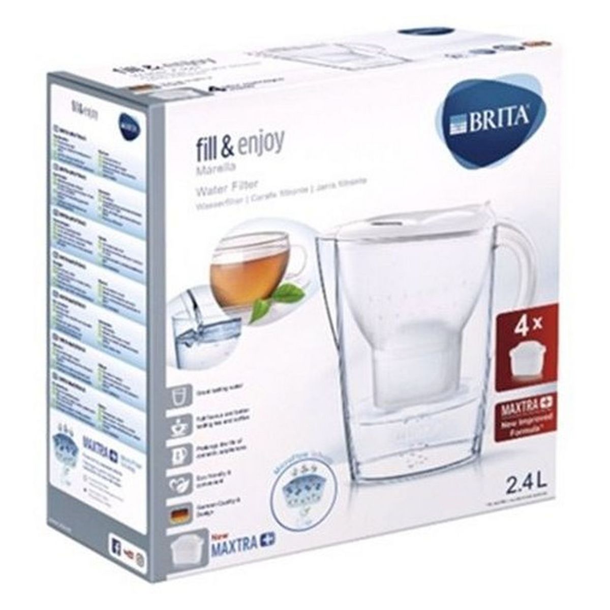BRITA Carafe MARELLA blanche + 4 cartouches 