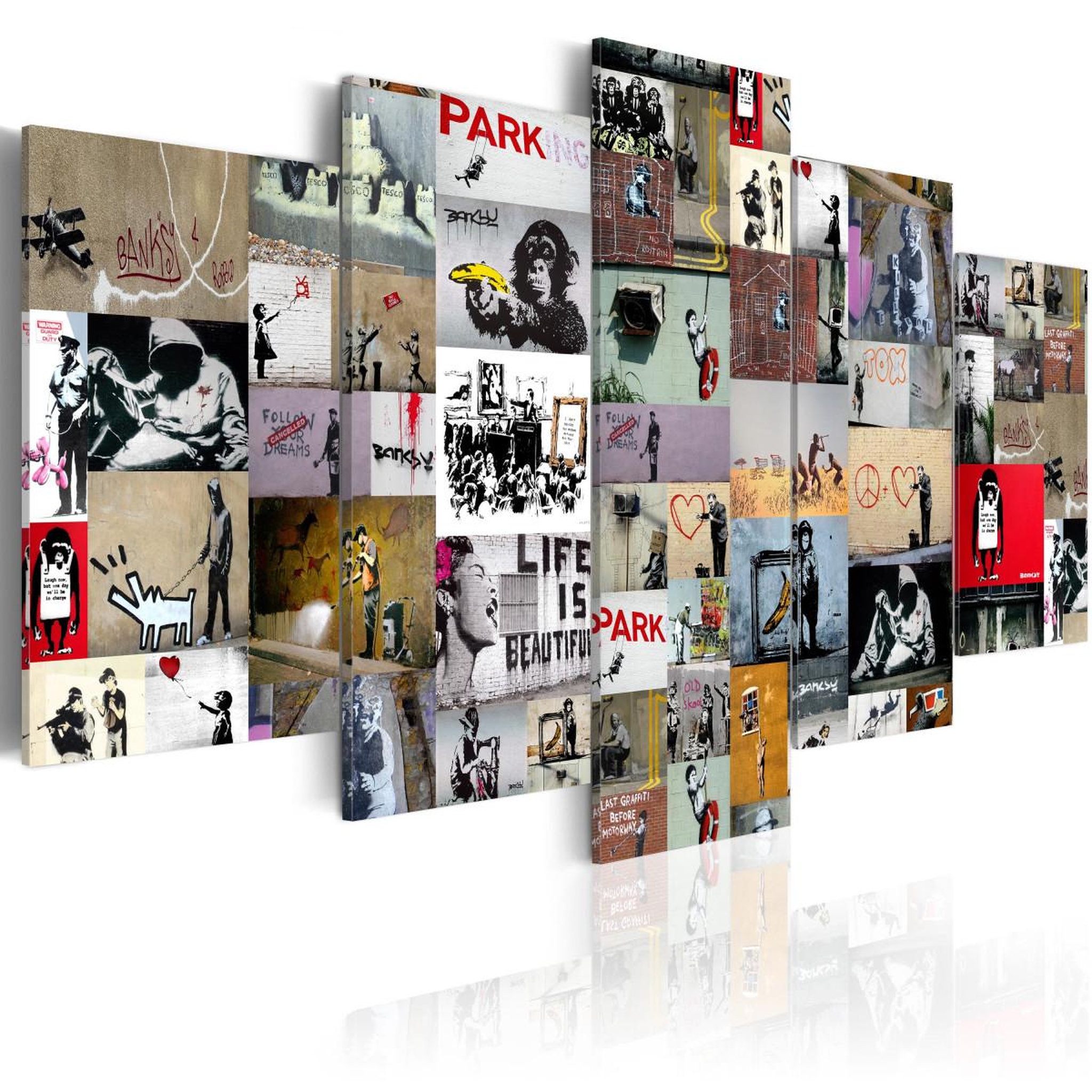 Voir la diapositive 1 : Paris Prix Tableau imprimé  art of collage - banksy iv