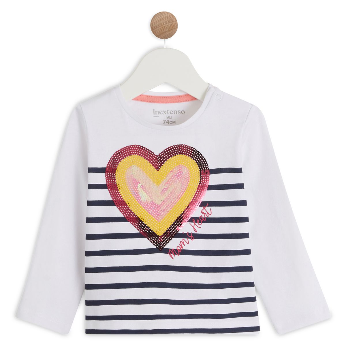 IN EXTENSO T-shirt manches longues à rayures coeurs bébé fille