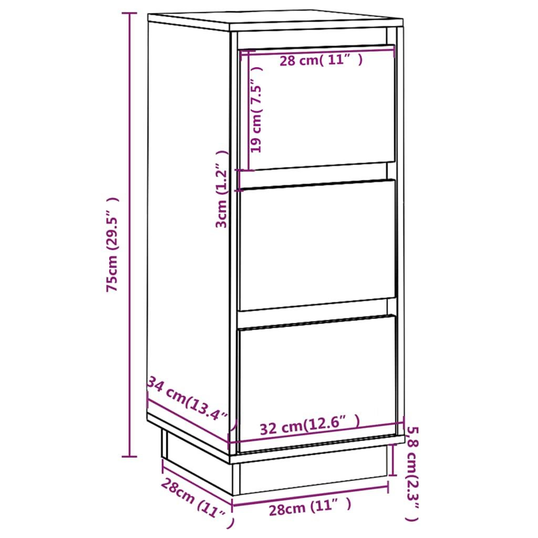 Voir la diapositive 6 : VIDAXL Buffets 2 pcs 32x34x75 cm Bois massif de pin