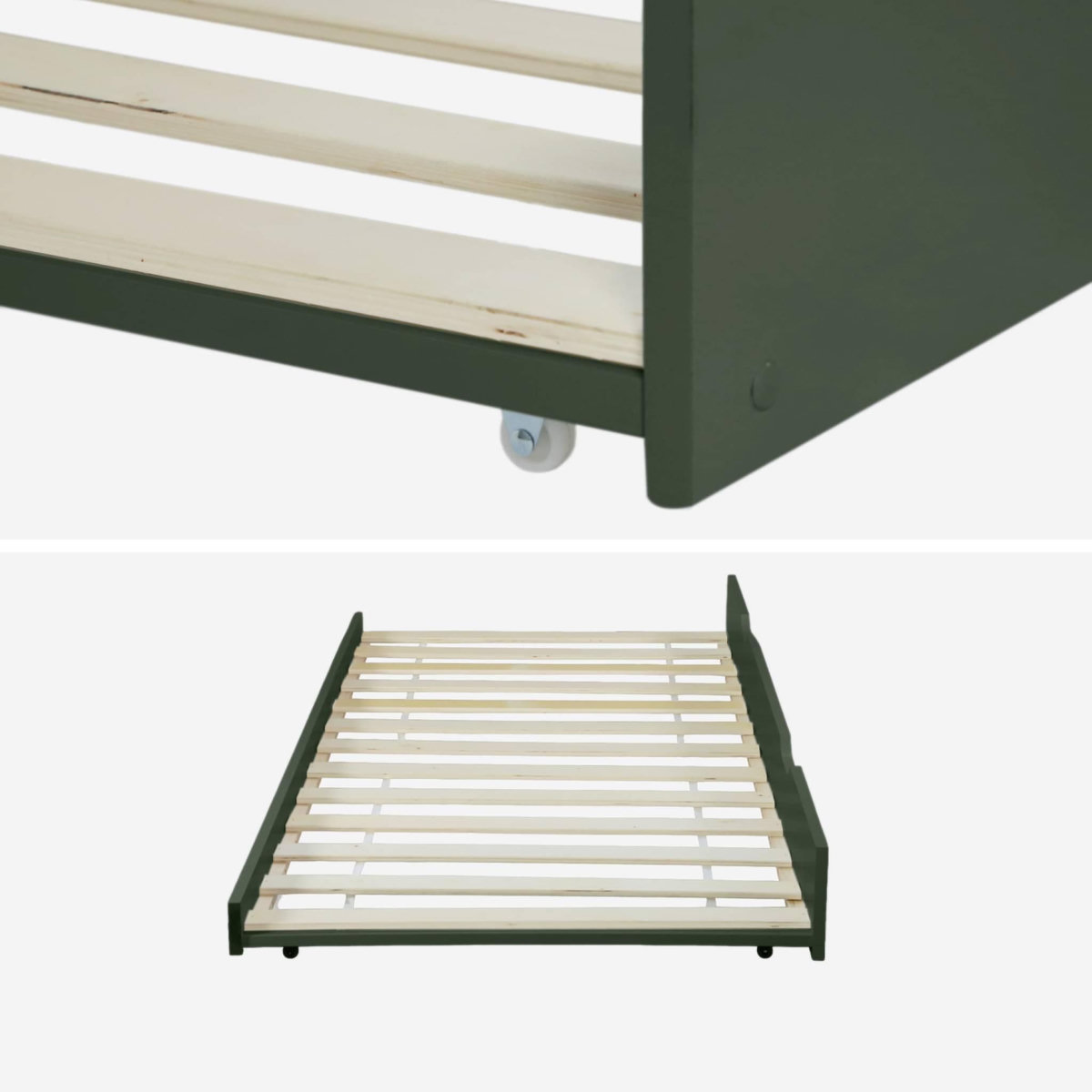 SWEEEK Tiroir lit enfant bois de pin naturel vert 190 x 94 x 20.3  cm - Roya