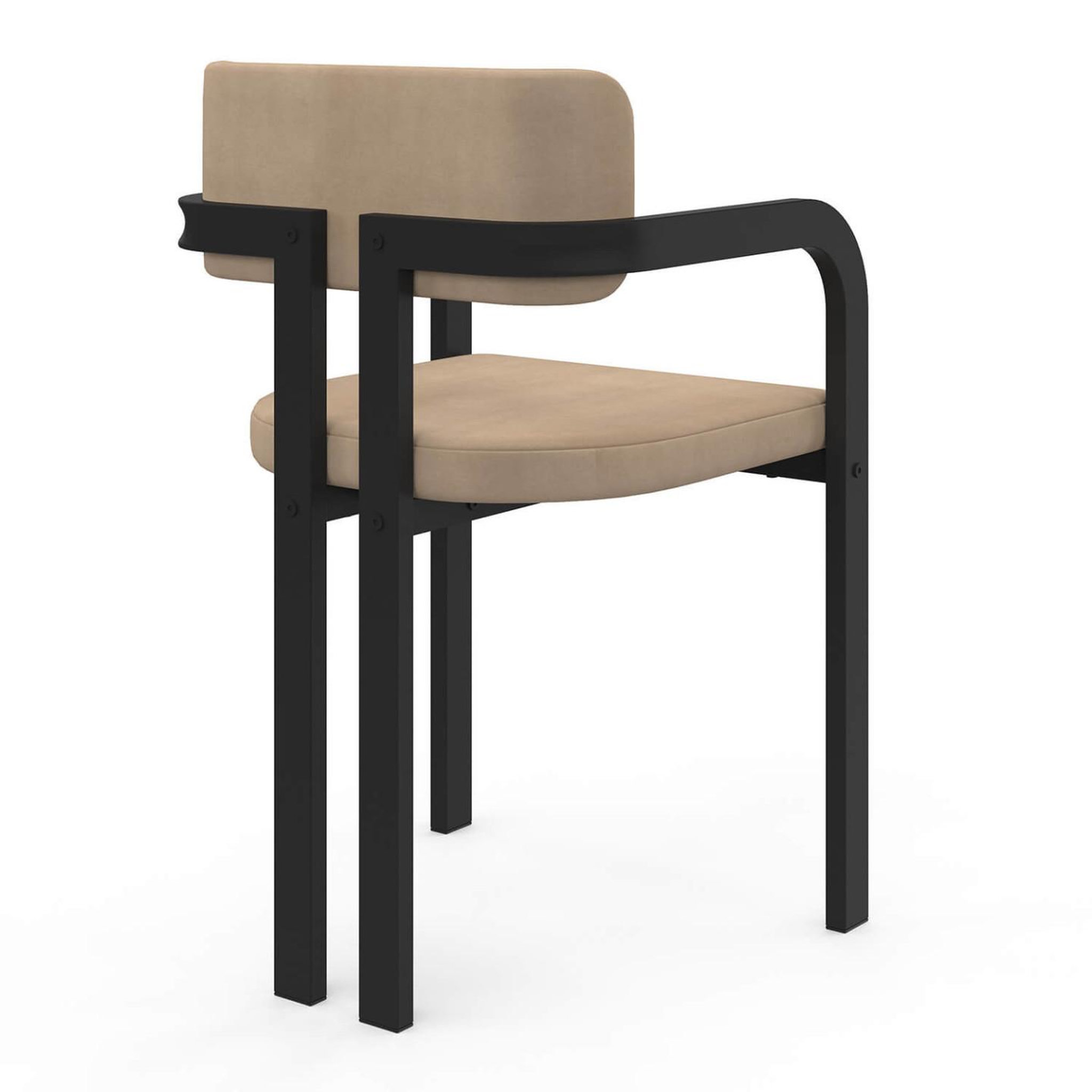 Voir la diapositive 4 : ID MARKET Lot de 2 chaises de salle à manger, fauteuils de table esma en métal noir et velours taupe avec accoudoirs