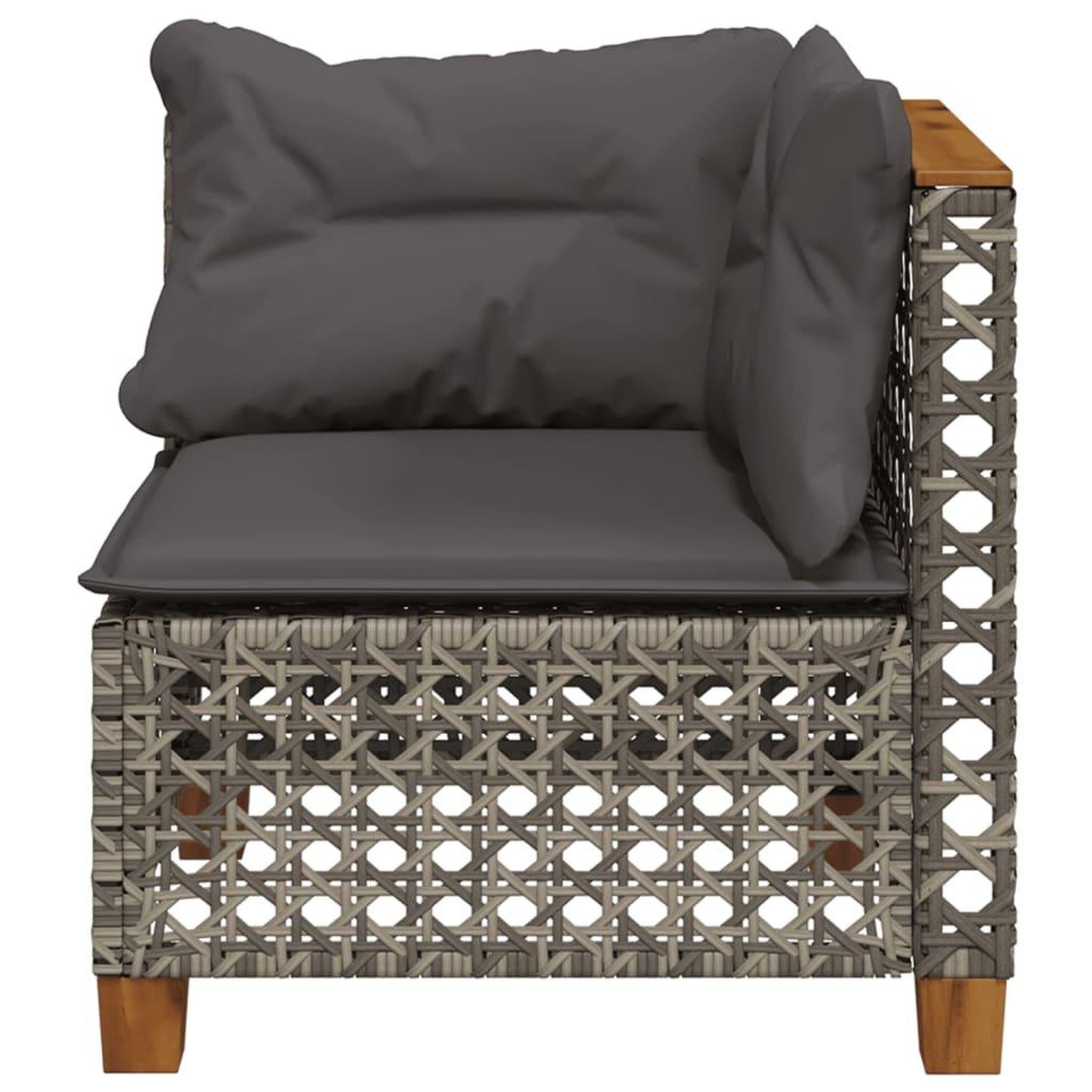 Voir la diapositive 4 : VIDAXL Canape d'angle de jardin avec coussins gris resine tressee