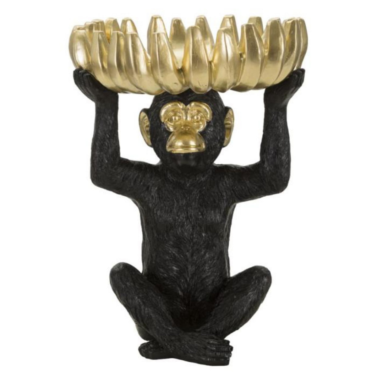 Paris Prix Vide-Poche Statuette Singe  Banane  31cm Noir & Or