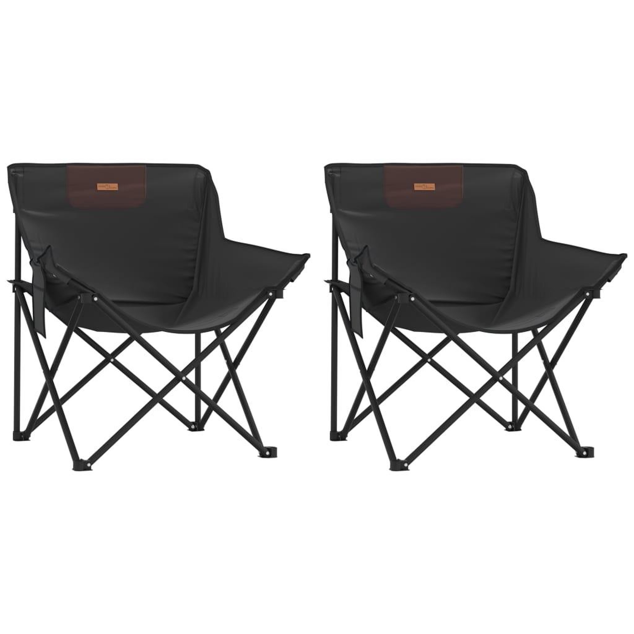 Voir la diapositive 2 : VIDAXL Chaise de camping avec poche pliable lot de 2 noir