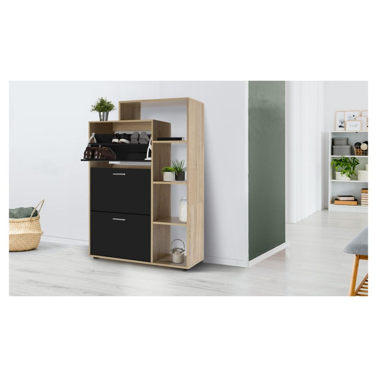 Meuble chaussures 3 portes avec étagère ZELIE