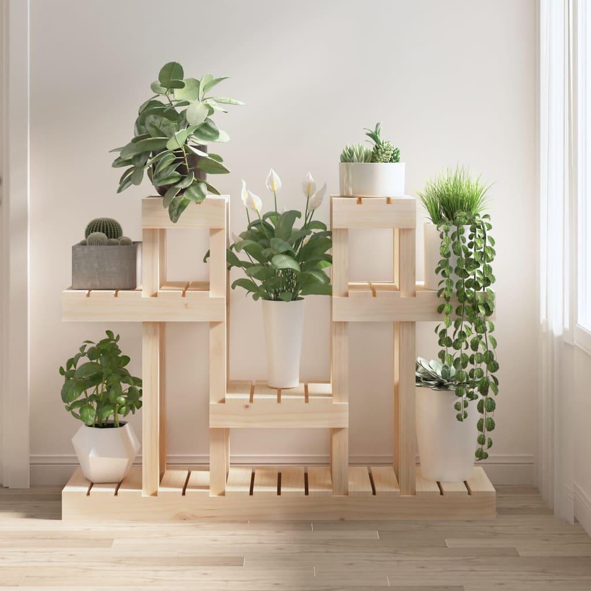 Voir la diapositive 1 : VIDAXL Support a plantes 104,5x25x77,5 cm Bois massif de pin