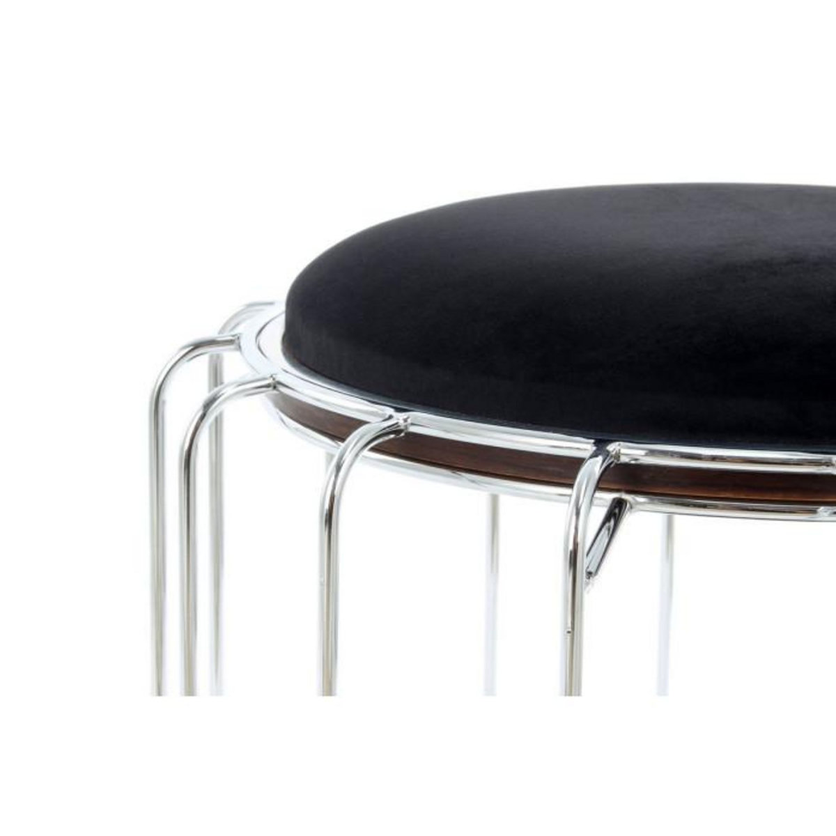 Paris Prix Pouf & Table d'Appoint  Comfortable  50cm Noir & Argent
