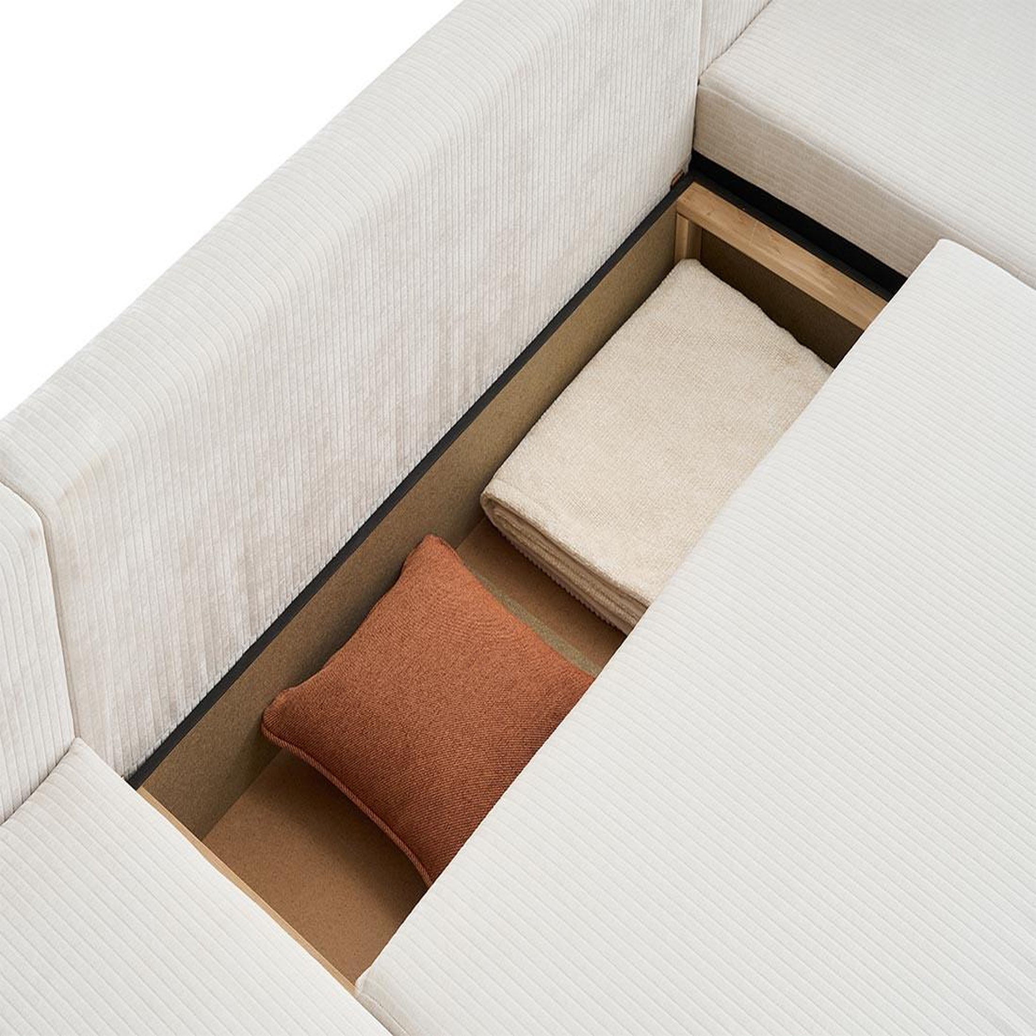 Voir la diapositive 4 : BEST MOBILIER Topaze - canapé panoramique en u - 7 places - convertible avec coffre - en velours côtelé plat