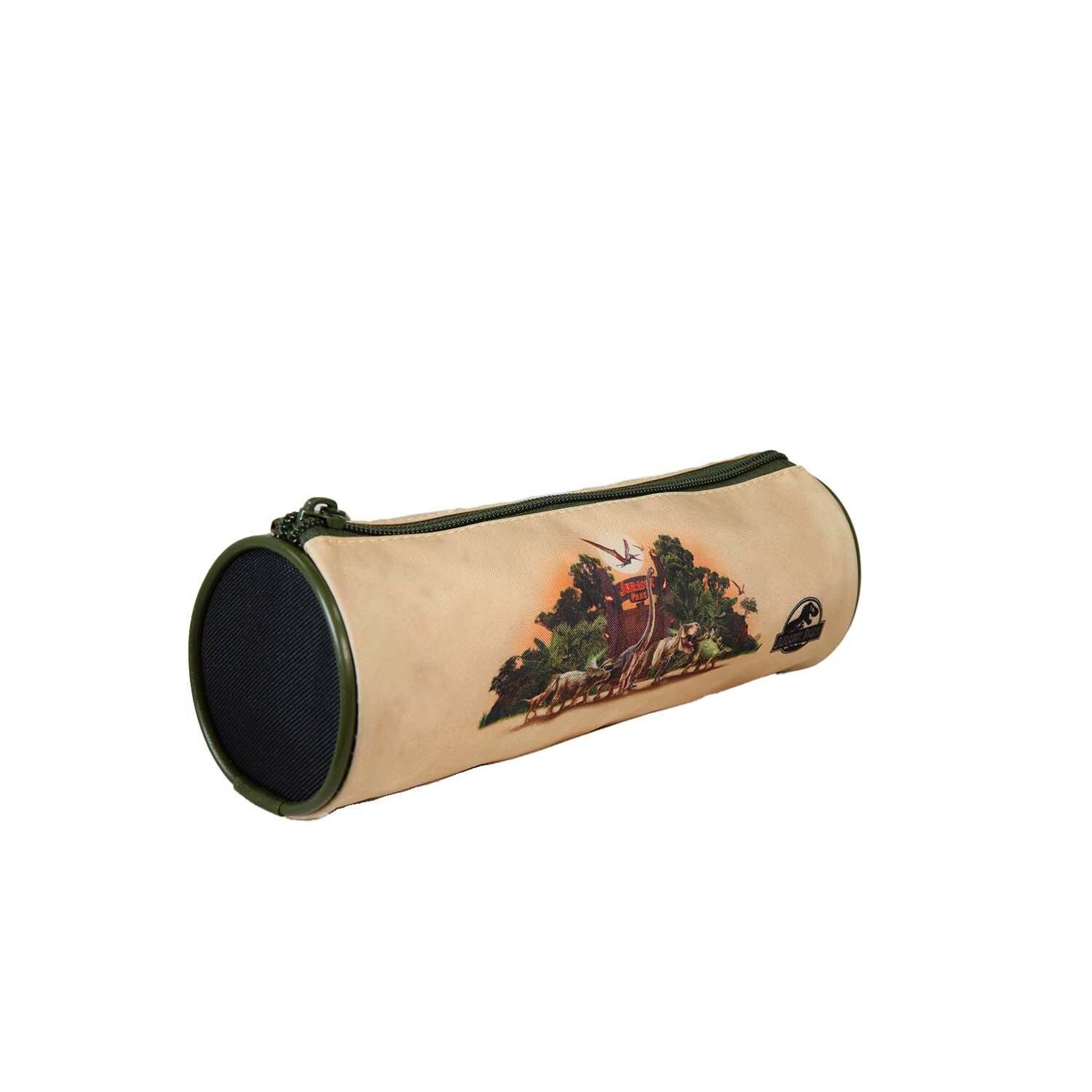 Voir la diapositive 2 : Bagtrotter Jurassic Park - Trousse scolaire ronde - Beige - Garçon - 1 compartiment zippé