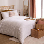 ATMOSPHERA Parure de Lit 3 Pièces  Seersucker  260x240cm Blanc