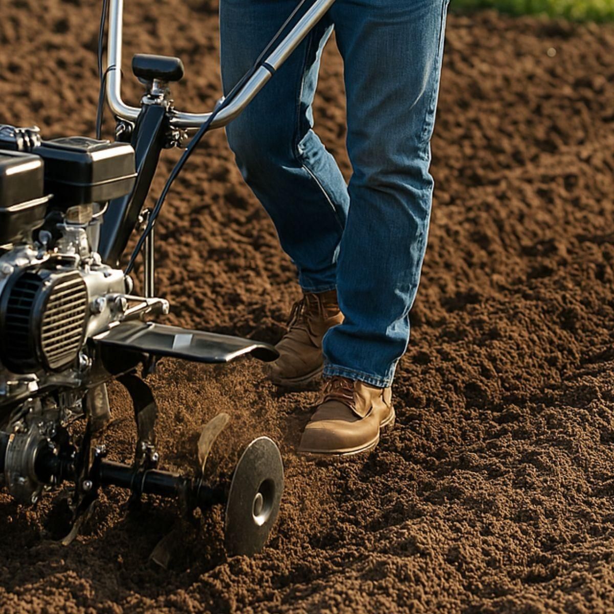 Lamborghini Motoculteur thermique 7CV 4T 202Cm3 Silencieux et sans vibrations Jeux de fraises + 2 disques Lamborghini