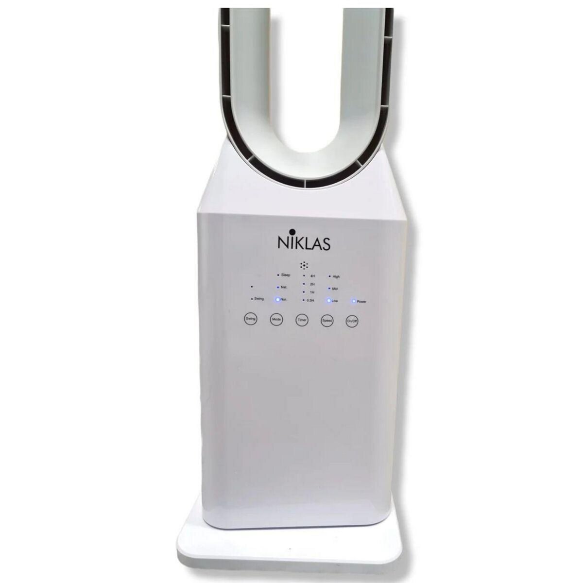 NIKLAS Ventilateur à Télécommande 50W - Ventilateur Sans Pales Colonne 3 Vitesses avec Minuterie 7h Design Blanc NIKLAS