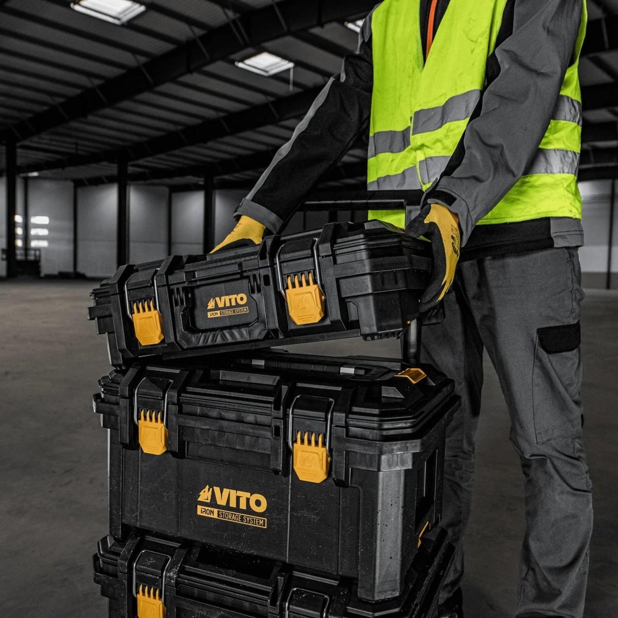 Voir la diapositive 3 : VITO Boîte à outils modulaire dim 41 x 57 x 30 cm charge 45kg mallette portable capacité 39litres vito