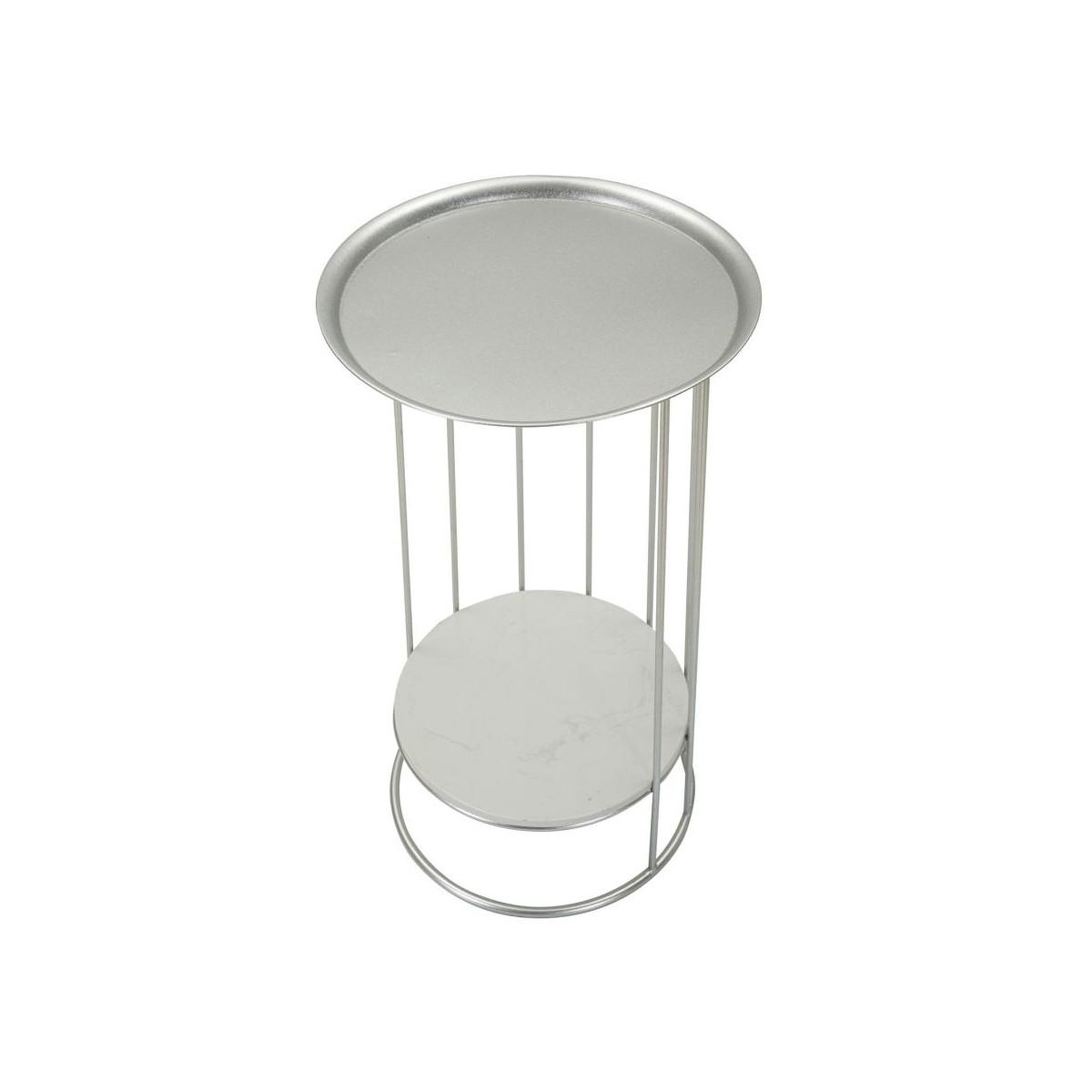 Voir la diapositive 3 : Paris Prix Table d'appoint avec étagère en marbre  tower  76cm argent