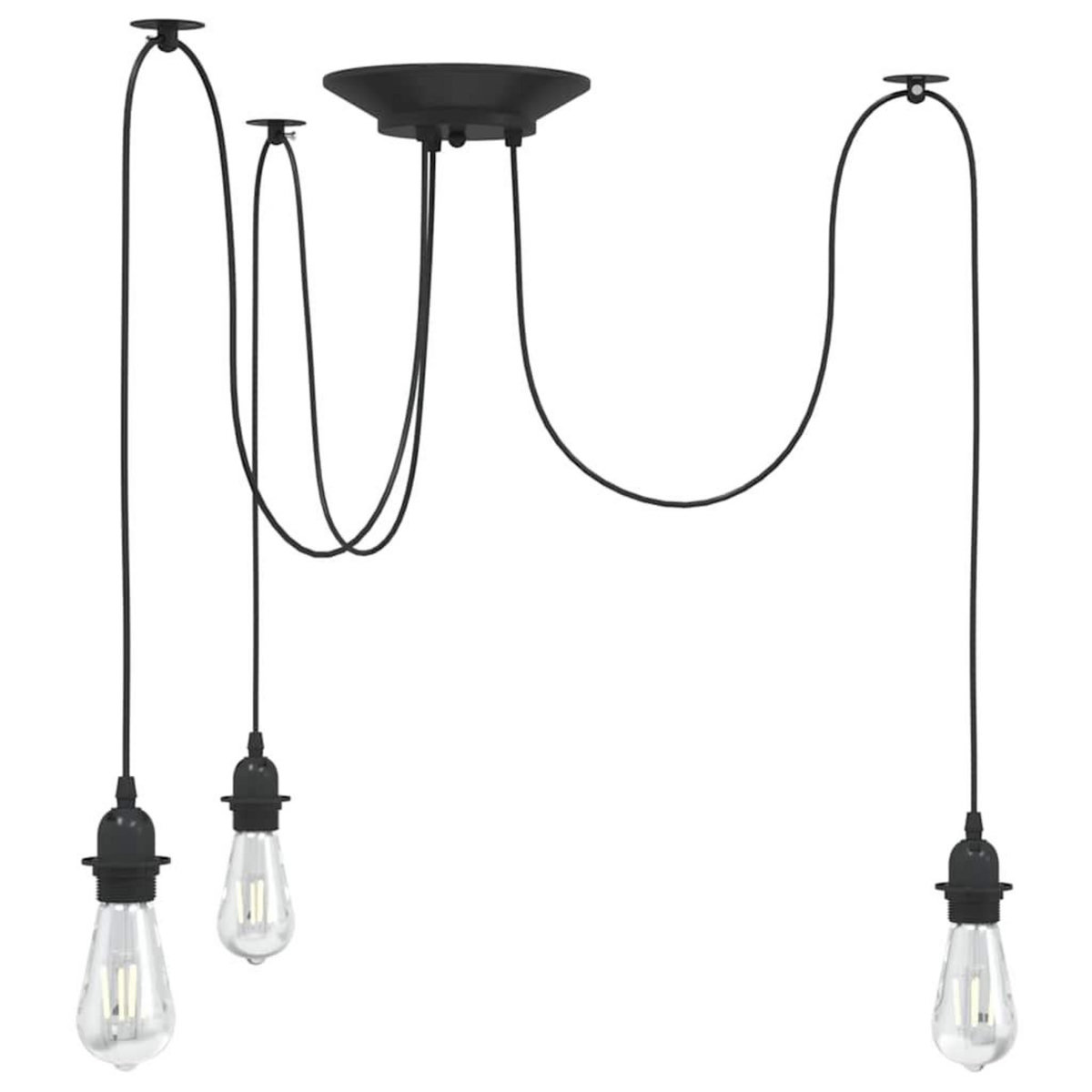 VIDAXL Lampe suspendue avec 3 porte-lampes E27 noir metal