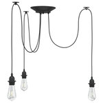 VIDAXL Lampe suspendue avec 3 porte-lampes E27 noir metal