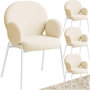 Voir la diapositive 1 : tectake Chaise rembourrée avec revêtement en tissu bouclette crème Lot de 4