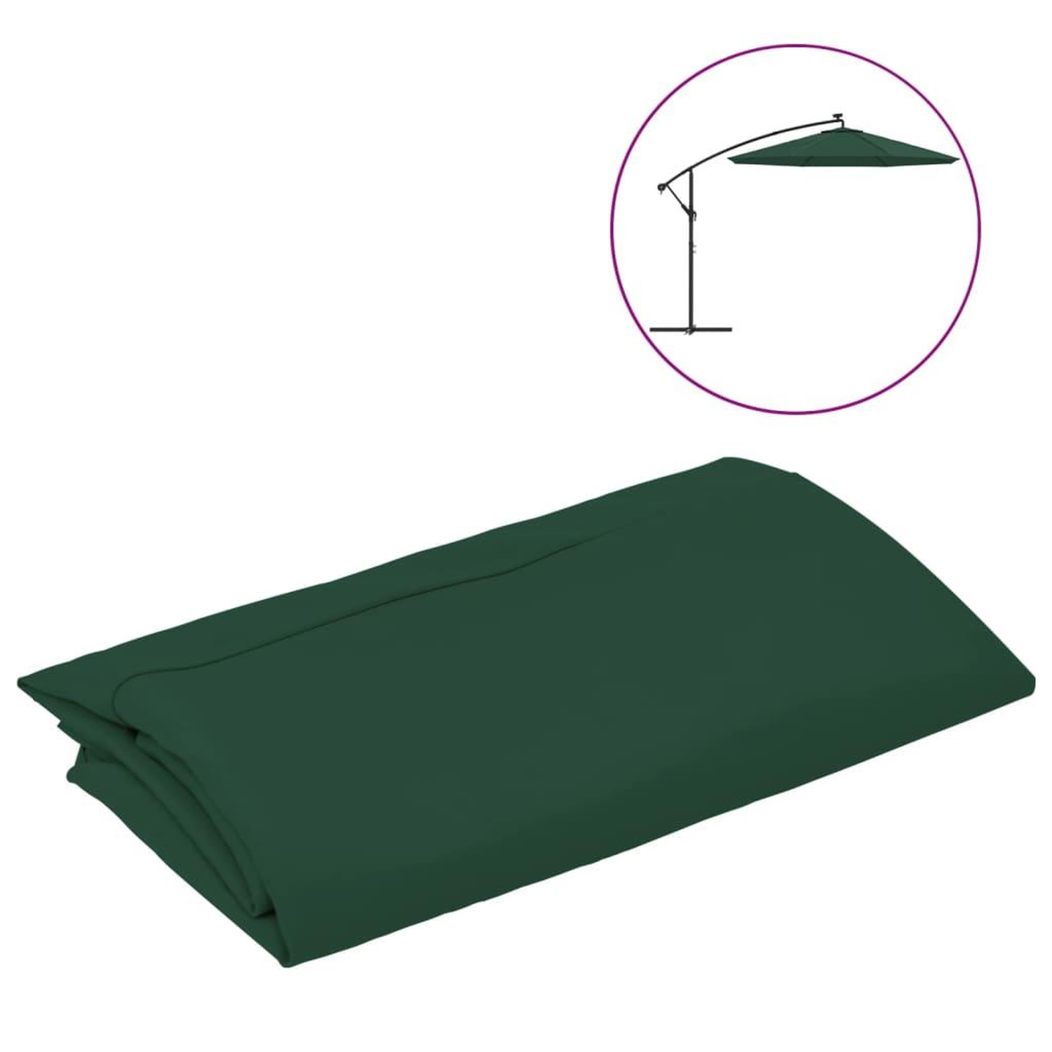 Voir la diapositive 2 : VIDAXL Tissu de remplacement pour parasol deporte vert 300 cm