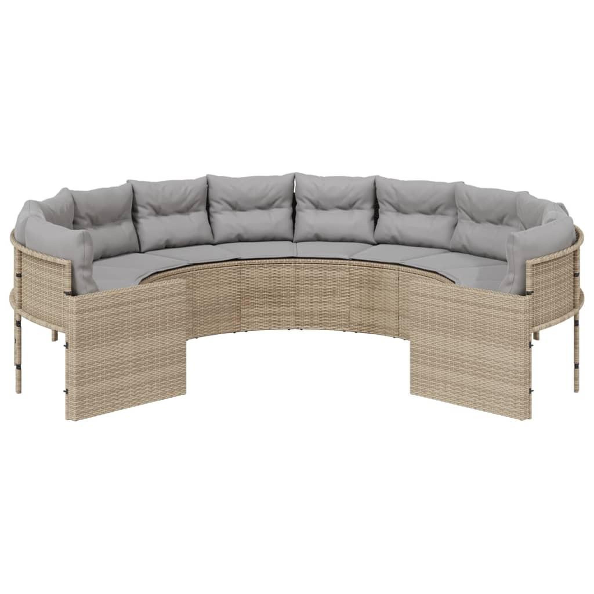 Voir la diapositive 3 : VIDAXL Canape de jardin avec coussins rond beige resine tressee
