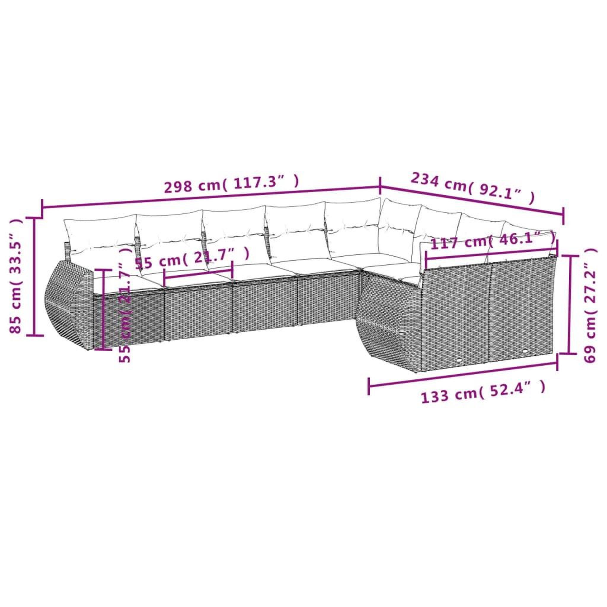 Voir la diapositive 6 : VIDAXL Salon de jardin avec coussins 9 pcs marron resine tressee