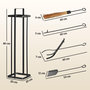 Voir la diapositive 3 : OUTSUNNY Serviteur de cheminée design 4 pièces brosse pelle pince tisonnier métal époxy noir