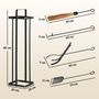 Voir la diapositive 3 : OUTSUNNY Serviteur de cheminée design 4 pièces brosse pelle pince tisonnier métal époxy noir