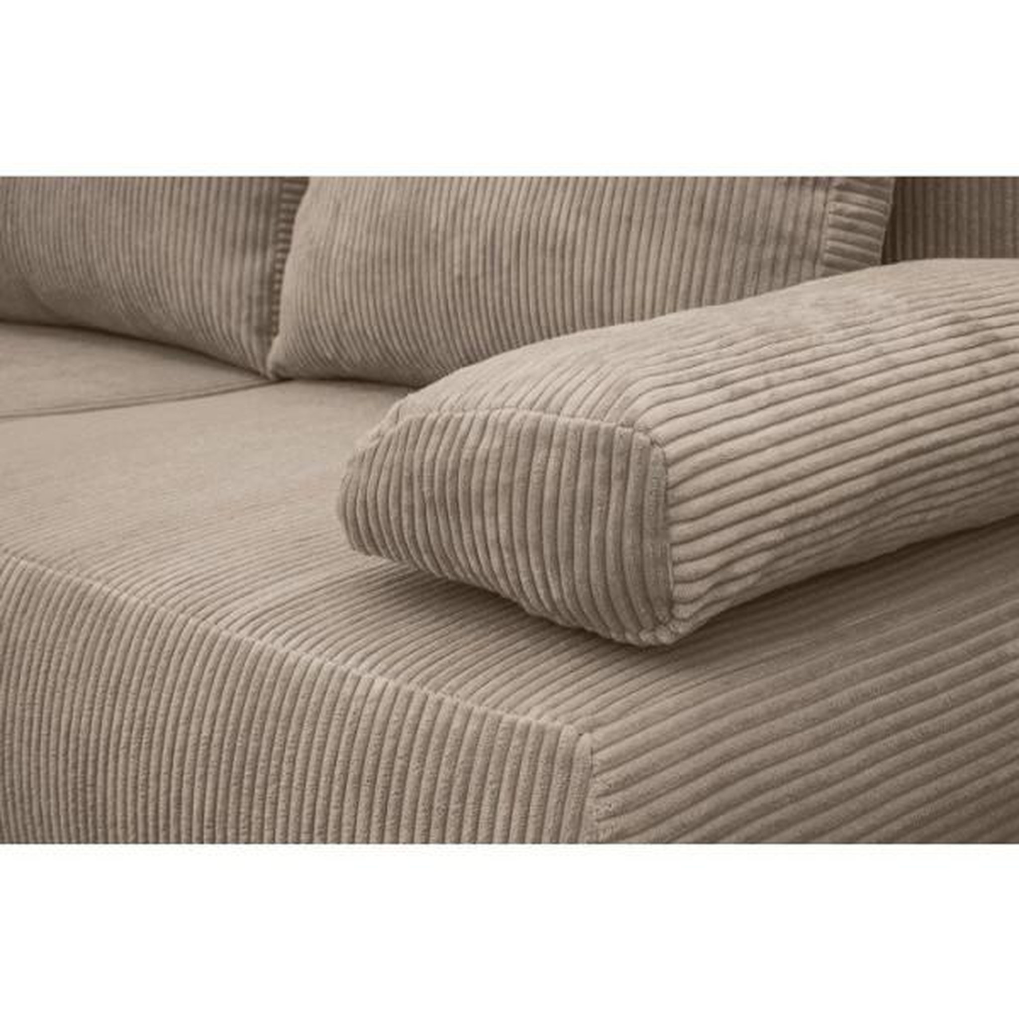 Voir la diapositive 6 : MARKET24 Banquette convertible - 3 places - MIKA - Velours côtelé Taupe - Avec coffre de rangement - 192 x 93 x 84 cm