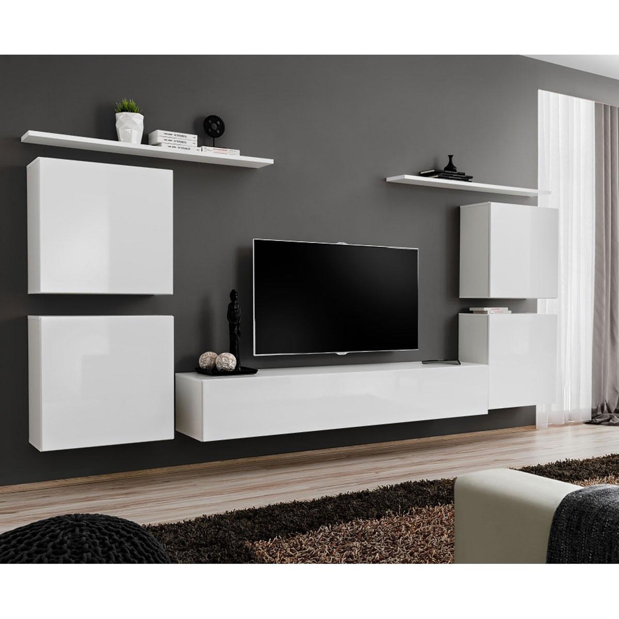 Paris Prix Meuble tv mural design  switch iv  320cm blanc