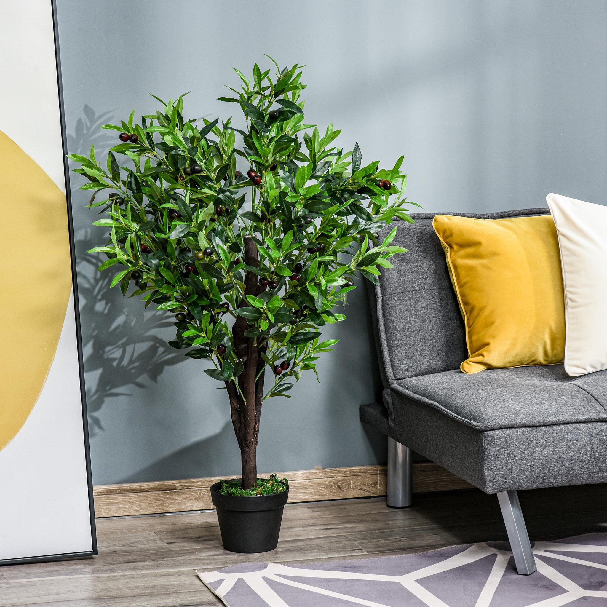Voir la diapositive 2 : OUTSUNNY Outsunny Arbre artificiel olivier plante artificiel hauteur 1,2 m tronc branches lichen feuilles grand réalisme pot inclus