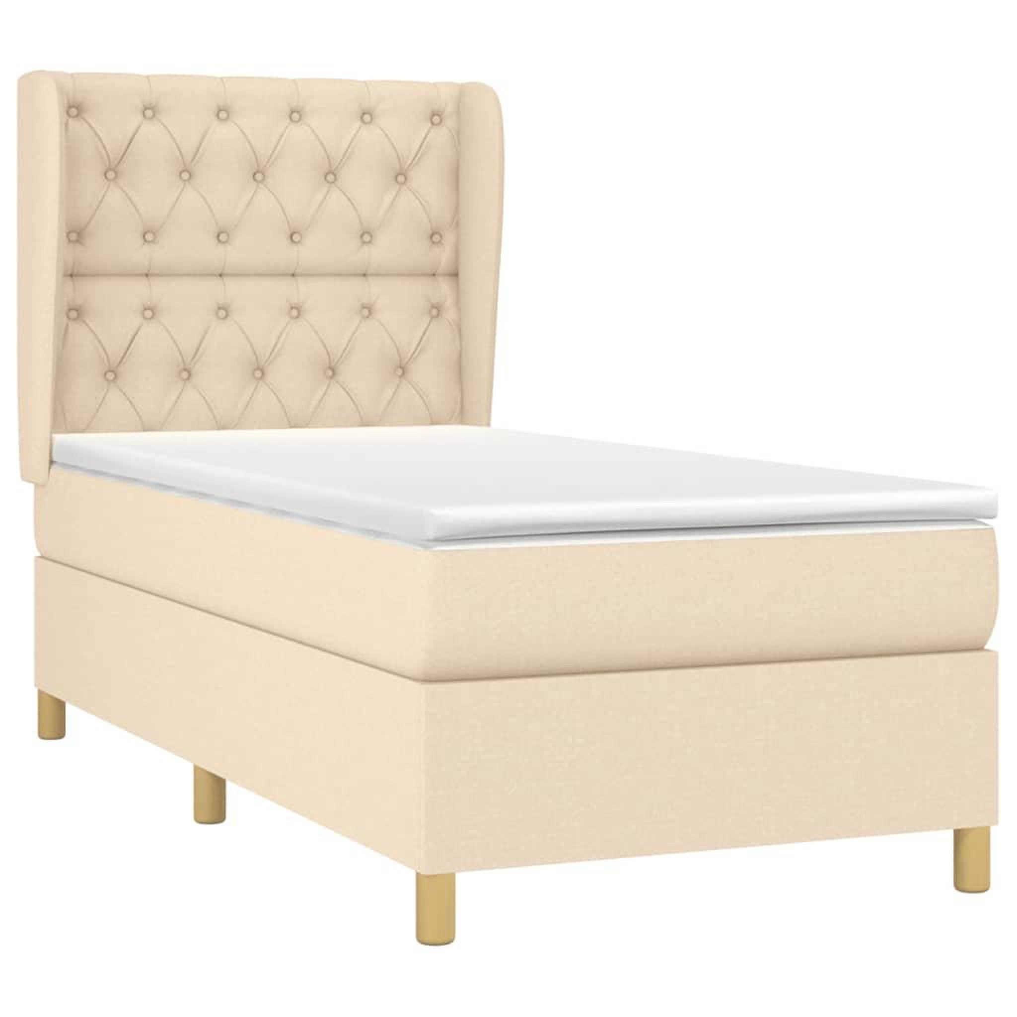 Voir la diapositive 3 : VIDAXL Sommier a lattes de lit avec matelas Creme 80x200 cm Tissu